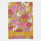 Boho Bloementuin Gele Gepersonaliseerde Naam Theedoek (Verticaal)