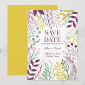 Boho Bloementuin Zomer Herfst Cassis MellowYellow Save The Date (Voorkant / Achterkant)