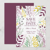Boho Bloementuin Zomer Herfst Cassis Saffraan Save The Date (Voorkant / Achterkant)