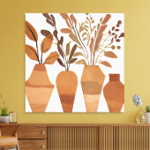 Boho bloemenvaas Leaf Botanische kunststijl Modern Canvas Afdruk (Insitu (Woonkamer))