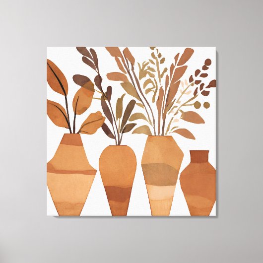 Boho bloemenvaas Leaf Botanische kunststijl Modern Canvas Afdruk (Voorkant)