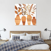 Boho bloemenvaas Leaf Botanische kunststijl Modern Canvas Afdruk (Insitu (Slaapkamer))