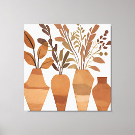 Boho bloemenvaas Leaf Botanische kunststijl Modern Canvas Afdruk