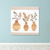 Boho bloemenvaas Leaf Botanische kunststijl Modern Canvas Afdruk (Insitu (Houten vloer))