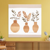 Boho bloemenvaas Leaf Botanische kunststijl Modern Canvas Afdruk (Insitu (Woonkamer))
