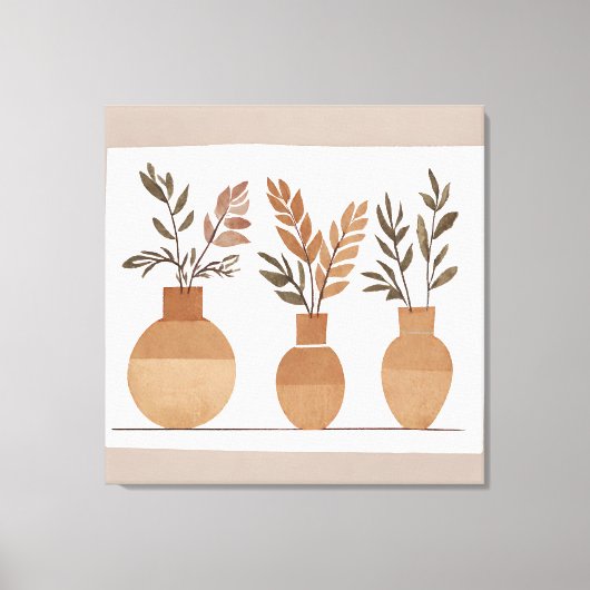 Boho bloemenvaas Leaf Botanische kunststijl Modern Canvas Afdruk (Voorkant)
