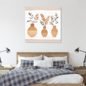 Boho bloemenvaas Leaf Botanische kunststijl Modern Canvas Afdruk (Insitu (Slaapkamer))