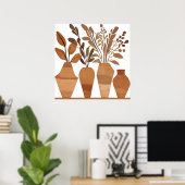 Boho bloemenvaas Leaf Botanische kunststijl Modern Poster (Thuiskantoor)