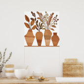 Boho bloemenvaas Leaf Botanische kunststijl Modern Poster (Keuken)
