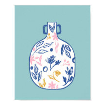 Boho Bloemenvase Illustratie Print – Modern Minima