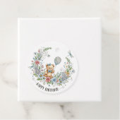 Boho bloemenverjaardagsfeest beer bedankjes labels (In situ)