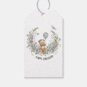 Boho bloemenverjaardagsfeest beer cadeaulabel (Voorkant)