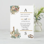 Boho Bloemenwijnfles Waterverf Bruiloft Kaart (Staand voorkant)