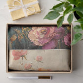 Boho bloemenzalmroze Florabunda rozenveld Tissuepapier (Geschenk)
