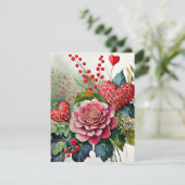 Boho bloemhartjes valentijn feestdagenkaart (Staand voorkant)