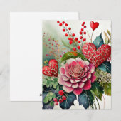 Boho bloemhartjes valentijn feestdagenkaart (Voorkant / Achterkant)