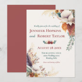 Boho bloemhuwelijk kaart (Voorkant / Achterkant)