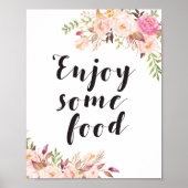 Boho bloemig Geniet van eten Bord Poster (Voorkant)