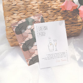 Boho Bloemig Groen & Roze Bruiloft Dank Je Bedankkaart