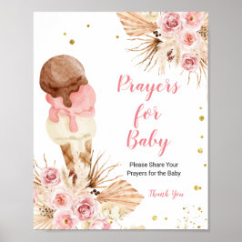 Boho bloemig ijs gebeden voor baby poster