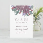 Boho bloemig, met de hand getekende bloem save the date (Staand voorkant)