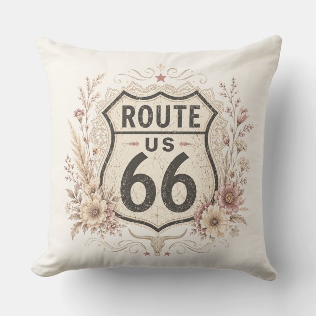 Boho bloemig Mother Road accent Kussen (Voorkant)