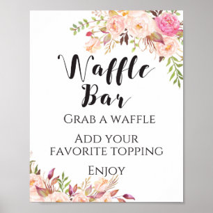 Boho bloemig Wafflebar Bord Poster
