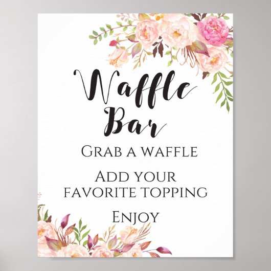 Boho bloemig Wafflebar Bord Poster (Voorkant)
