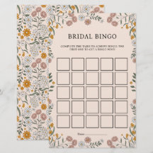 Boho Bloemige Aarde Botanische Bruiloft Bingo Spel