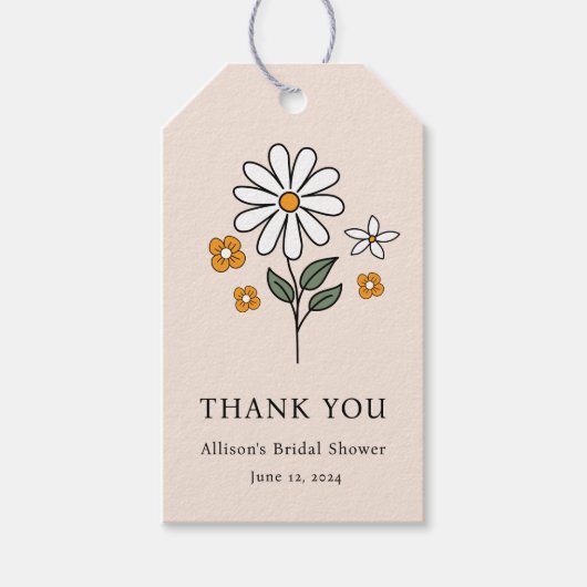 Boho Bloemige Aardetinten Botanische Bruidsdouche Cadeaulabel (Voorkant)