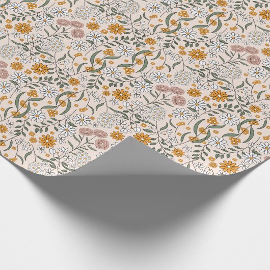 Boho bloemige aardetinten botanische bruidsdouche cadeaupapier (Hoek)