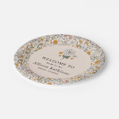 Boho Bloemige Aardetinten Botanische Bruidsdouche  Papieren Bordje (Gekanteld)
