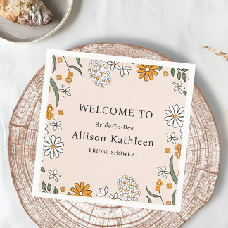 Boho Bloemige Aardetinten Botanische Bruiloftsborr Servet
