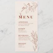 Boho Bloemige Aardse Beige Menu (Voorkant)