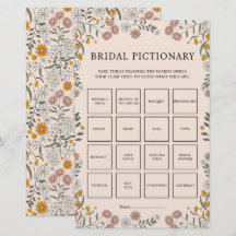 Boho Bloemige Aardse Botanische Bruids Pictionary 