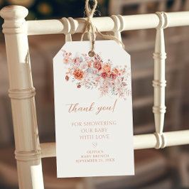 Boho bloemige baby brunch bedankje cadeaulabel