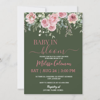 Boho Bloemige Baby In Bloom Babyfeestje Kaart
