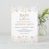 Boho bloemige baby shower meisje uitnodiging (Staand voorkant)