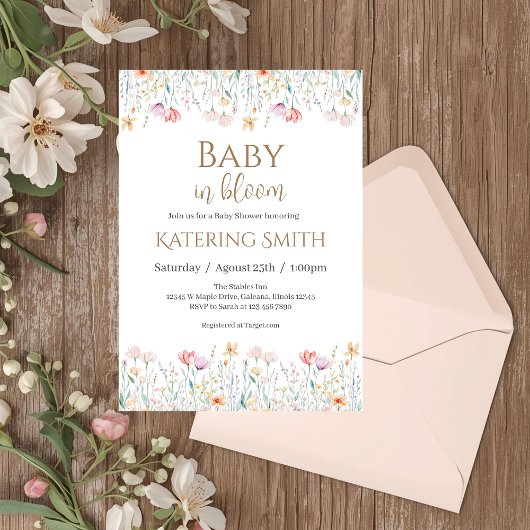 Boho bloemige baby shower meisje uitnodiging
