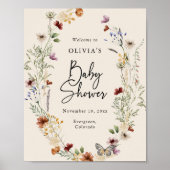 Boho Bloemige Baby Shower Poster (Voorkant)
