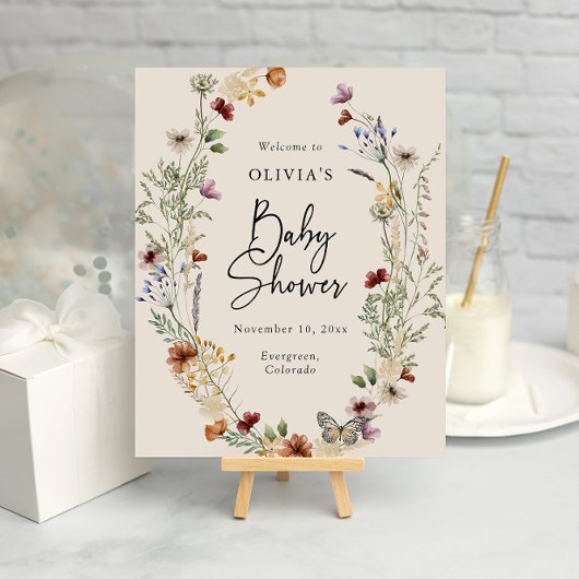 Boho Bloemige Baby Shower Poster