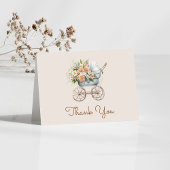 Boho bloemige babykoets babyshower bedankkaart