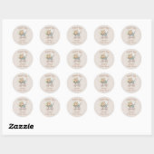 Boho bloemige babykoets babyshower bedankt ronde sticker (Vel)