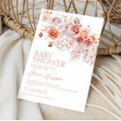 Boho bloemige babyshower uitnodiging