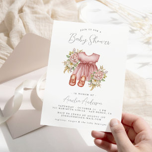 Boho bloemige babyshower uitnodiging voor meisje