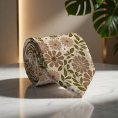 Boho Bloemige Beige Achtergrond Stropdas