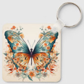 Boho Bloemige Bloesem Vlinder Weide Waterverf Sleutelhanger (Achterkant)
