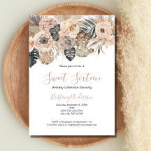 Boho Bloemige Botanische Sweet Sixteen 16 Verjaard