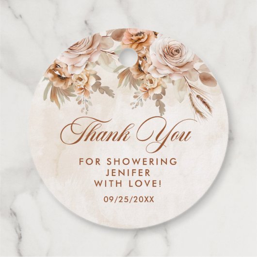 Boho bloemige bruidsborrel bedankjes labels (Achterkant)