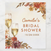 Boho bloemige bruidsborrel wijn etiket (Enkel label)